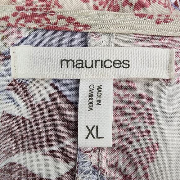 Maurices Womens Patchwork Peplum Tunic Top XL Smocked Boho Prairie Cottagecore - Picture 8 of 11